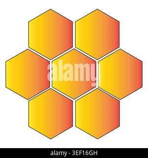 Symbole für hexagonale Waben. Vektor für Hintergrund des Verlaufs. Gelbliche Sechseckmuster. Details zur Mobilfunkrückerdung. Stock Vektor