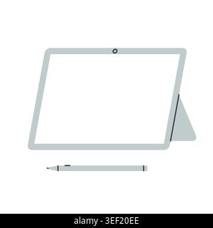 Tablet mit Stift, digitalem Zeichnen und Grafikdesign im flachen Stil, modernes Technologiekonzept - Vektorillustration Stock Vektor