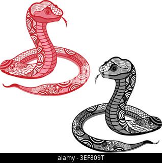 Schlange Chinesisches Tierkreiszeichen Vektor Illustration, freie Handlinie im isolierten Hintergrund. Stock Vektor