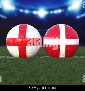 England gegen Dänemark Fußballspiel Stockfoto