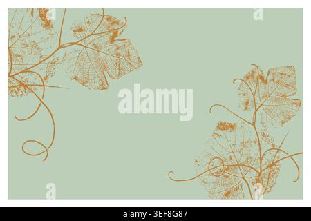 Vintage-Traubenblätter auf Salbei-Hintergrund für elegantes Design mit Textil- und Tapetendesign. Vektorabbildung Stock Vektor