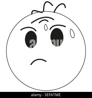 Symbol für besorgtes Gesicht. Nervöses Emoji-Symbol. Angstausdrucksvektor. Schwarzes Outline Emoticon. EPS 10. Stock Vektor