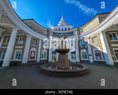 Der historische Bahnhof bietet einzigartige Architektur in der Kurstadt Pyatigorsk, Region Stavropol, Russland Stockfoto