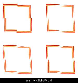Orange-Rahmen-Set. Dünnes Randelement. Quadratische Vektorform. Abstraktes Liniendesign Stock Vektor