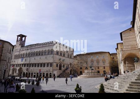 Piazza IV Novembre Perugia Stockfoto