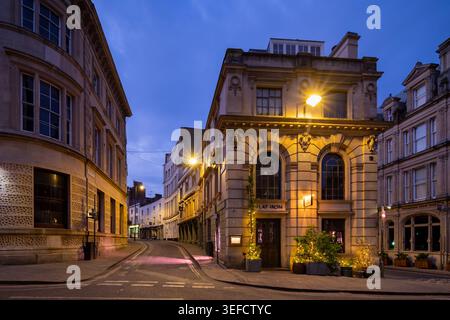 Sonnenaufgang in der Altstadt von Bristol, Bristol, England. Stockfoto