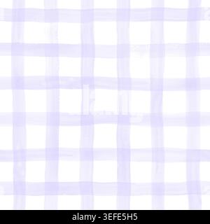 Nahtloses Muster in Pastellfarben in Lavendeltönen. Handgemalter Hintergrund im Gingham-Stil für Stoff, Tapeten, Kinderzimmer-Dekor und Statio Stockfoto