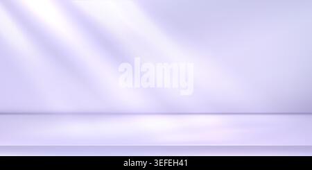 3D-Produktstudio bg, abstrakte lila Farbverlaufsfarbe. Rosa blaue Wand aus violettem Limbo, weiße Sonnenstrahlen. Hintergrund des Frühlings-Podiums, minimal leer Stock Vektor