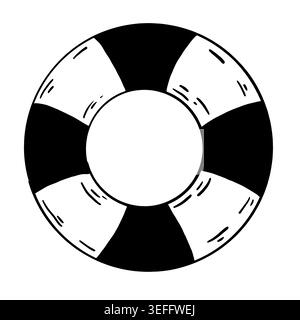 Schwarz-weiß-Linien-Art-Vektor eines Lebensraumes mit wechselnden gefüllten Sektoren. Minimalistische nautische Illustration für Strandmenü, Resort Branding Stock Vektor