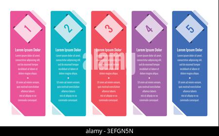 Vektor-Infografik mit Symbolen. Prozessdiagramm, Flussdiagramm, Infografik, Infografiken für Geschäftskonzept, Präsentationsbanner, Workflow-Layout Stock Vektor