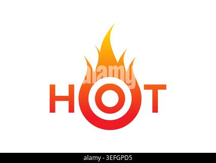 Flaming Hot Text Effekt Vektor-Konzept mit Feuers Funken und brennender Typografie-Symbolik Stock Vektor