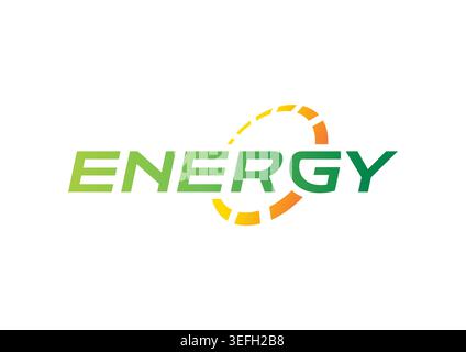 Grün-orangefarbenes ENERGY-Logo. Energy Word Konzept für Unternehmen, Industrie, Technologie Welt. Vector Energy Logo Stock Vektor