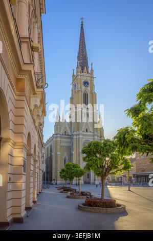 Der Name der Marienkirche steht in der Altstadt von Novi Sad, Serbien. Stockfoto