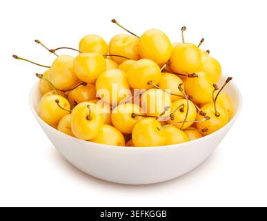 Pfad der Kirschplatte isoliert auf weiß Stockfoto