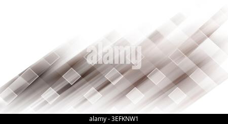 Dieses Bild zeigt einen abstrakten Hintergrund mit einem quadratischen Muster in weiß- und Grautönen, mit einem transparenten Effekt, der ein Gefühl von Untertönen verleiht Stockfoto