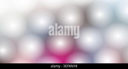 Ein digitaler abstrakter Hintergrund mit einem Muster aus weichen, leuchtenden, halbtransparenten Kugeln mit einem Farbverlauf von Rosa zu Grautönen. Stockfoto