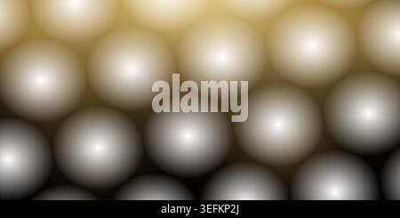 Ein digitaler abstrakter Hintergrund mit einem Muster aus weichen, leuchtenden Kugeln mit einem glatten Farbverlauf von goldenem Gelb zu dunklen Tönen. Stockfoto