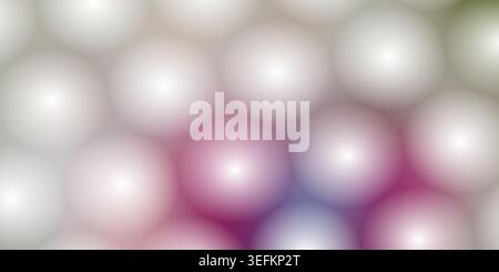 Ein digitaler abstrakter Hintergrund mit einem Muster aus weichen, leuchtenden, halbtransparenten Kugeln mit einer leuchtenden Farbpalette in Rosa und Blau. Stockfoto