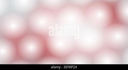Ein digitaler abstrakter Hintergrund mit einem Muster aus weichen, leuchtenden Kugeln mit einem glatten Farbverlauf von weiß zu hellrosa Tönen. Stockfoto