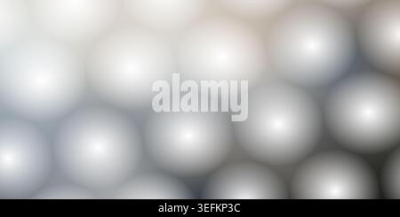 Ein Muster aus weichen, leuchtenden, halbtransparenten Kugeln, die in einem sechseckigen Raster angeordnet sind und einen glatten, ätherischen und modernen abstrakten Hintergrund schaffen. Stockfoto