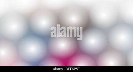 Ein digitaler abstrakter Hintergrund mit einem Muster aus weichen, leuchtenden Kugeln mit einem Farbverlauf aus Rosa, Blau und weiß, der einen traumhaften Effekt erzeugt. Stockfoto