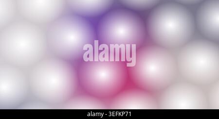 Ein lebendiger abstrakter Hintergrund mit einem Muster aus weichen, leuchtenden Kugeln mit einem glatten Farbverlauf von violett zu rosa Tönen. Stockfoto