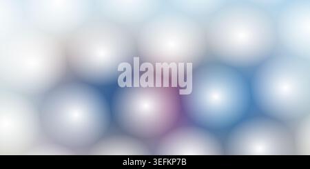 Ein digitaler abstrakter Hintergrund mit einem Muster aus weichen, leuchtenden, halbtransparenten Kugeln mit dezenten blauen und rosa Farbverläufen. Stockfoto