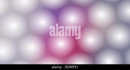 Ein lebendiger abstrakter Hintergrund mit einem Muster aus weichen, leuchtenden Kugeln mit einem glatten Farbverlauf von violett zu rosa Tönen. Stockfoto