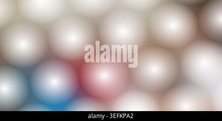 Ein abstrakter Hintergrund mit einem Muster aus weichen, leuchtenden Kugeln mit subtilen Anklängen von Blau, Rosa und weiß, die einen traumhaften Bokeh-Effekt erzeugen. Stockfoto