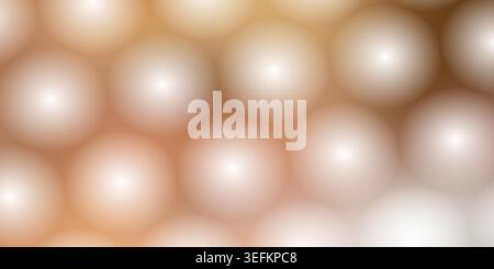 Ein digitaler abstrakter Hintergrund mit einem Muster aus weichen, leuchtenden, halbtransparenten Kugeln in warmen goldenen und beigen Verläufen, die einen Tiefeneffekt erzeugen Stockfoto