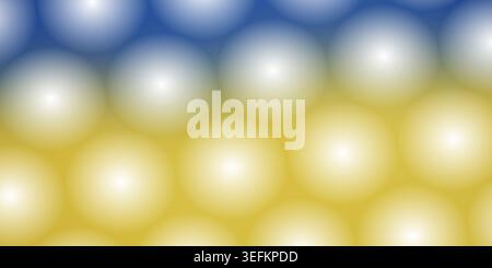 Ein digitaler abstrakter Hintergrund mit einem Muster aus weichen, leuchtenden, halbtransparenten Kugeln mit einem Farbverlauf, der von Blau zu Gelb übergeht. Stockfoto