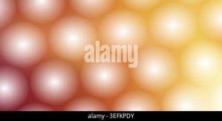 Ein digitaler abstrakter Hintergrund mit einem Muster aus weichen, leuchtenden Kugeln mit einem lebendigen Farbverlauf von tiefem Rot zu warmem Orange und Gelb. Stockfoto