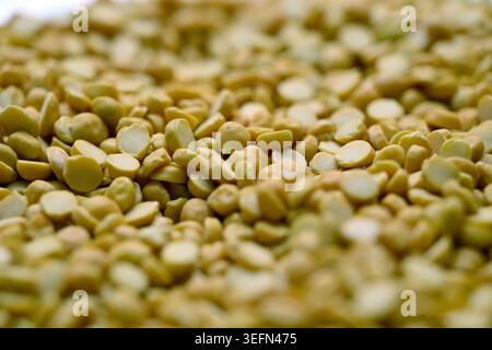 Split Chana Dal Textur mit Defocus Hintergründen Makrofotografie Stockfoto