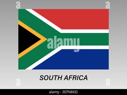 Flagge von Südafrika. Südafrikanische Nationalflagge. Vektorabbildung. Stock Vektor