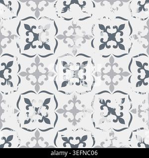 Nahtloser Vintage-Teppich mit einem Effekt von Abrieb. Damastteppich. Handgezeichnetes nahtloses abstraktes Muster mit östlichen Motiven. Vektorabbildung Stock Vektor