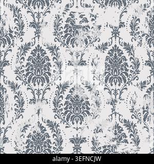 Nahtloser Vintage-Teppich mit einem Effekt von Abrieb. Damastteppich. Handgezeichnetes nahtloses abstraktes Muster mit östlichen Motiven. Vektorabbildung Stock Vektor