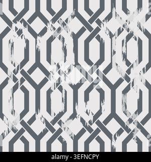 Nahtloser Vintage-Teppich mit einem Effekt von Abrieb. Damastteppich. Handgezeichnetes nahtloses abstraktes Muster mit östlichen Motiven. Vektorabbildung Stock Vektor
