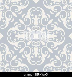 Nahtloses Muster mit viktorianischen Motiven. Nahtloses Damastmuster. Farbenfrohes Azulejo, original traditionelles portugiesisches und spanisches Dekor. Vektor Stock Vektor