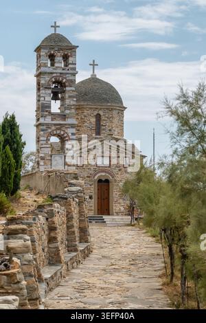 Eine traditionelle Steinkapelle in der Nähe des Klosters Dochiariou, Berg Athos, Griechenland Stockfoto