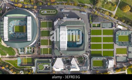 Aus der Vogelperspektive der wimbledon-Tennisplätze in london Stockfoto