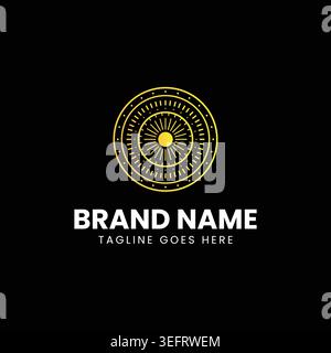 Luxury Gold Mandala Logo on Black Background Stock Vektor