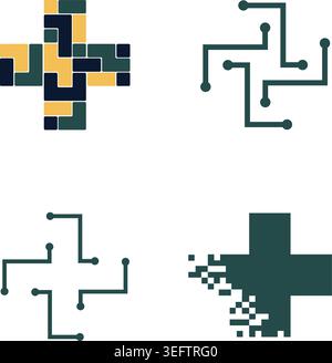 Moderne Medizin plus Logos Technologie Stock Vektor