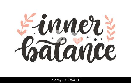 Innere Balance Handschrift Wellness Kalligraphie Stock Vektor