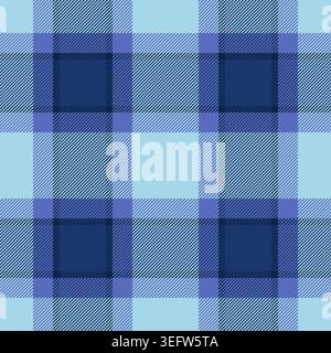 Tattersall Stoff Hintergrund Vektor, Strömungsmuster Check Tartan. Back-to-School-Textur aus kariertem Textil in blauen und hellen Farben. Stock Vektor