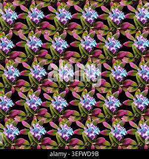 Realistische Rhododendron Blumenkränze, herzförmige Komposition und botanische Elemente isoliert auf weißem Hintergrund, romantische florale Clipart-Set Stockfoto