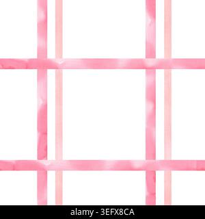 Nahtloses Muster mit rosa Streifen. Handgezeichnetes, nahtloses Streifenmuster in Aquarellfarben. Streifenmuster für dekorative Hintergründe oder Kinder Linien Stockfoto