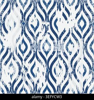 Nahtlose geometrische Fliese mit Abriebeffekt. Damastteppich. Handgezeichnetes nahtloses abstraktes Muster mit östlichen Motiven. Vektorabbildung Stock Vektor