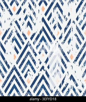 Nahtlose geometrische Fliese mit Abriebeffekt. Damastteppich. Handgezeichnetes nahtloses abstraktes Muster mit östlichen Motiven. Vektorabbildung Stock Vektor