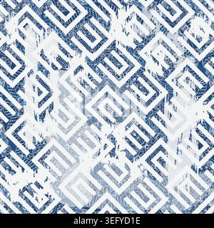 Nahtlose geometrische Fliese mit Abriebeffekt. Damastteppich. Handgezeichnetes nahtloses abstraktes Muster mit östlichen Motiven. Vektorabbildung Stock Vektor