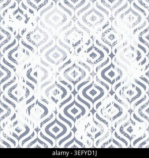 Nahtlose geometrische Fliese mit Abriebeffekt. Damastteppich. Handgezeichnetes nahtloses abstraktes Muster mit östlichen Motiven. Vektorabbildung Stock Vektor